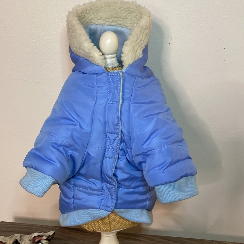 SNOW ANGEL Power Blue Puffer Dog Jacket Sz. M